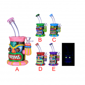Clover Glass - 9" "Behold the Magic of Monsters" Glowing Eyes Water Pipe [BK-072]