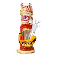 Clover Glass - 8" Wild Eye Jungle Beast Water Pipe - Glow in the Dark [BK-5051]