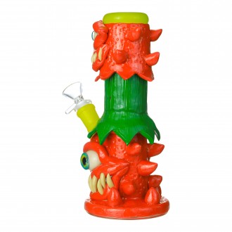 Clover Glass - 8" Two-Headed Beast Water Pipe - Glow in the Dark [BK-5055]