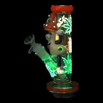 Clover Glass - 8" Funky Shroom 420 Water Pipe - Glow in the Dark [BK-5063]