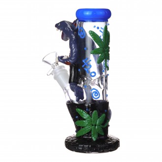 Clover Glass - 8" DinoMan 420 Water Pipe - Glow in the Dark [BK-5074]