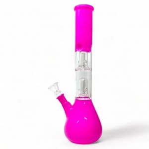 12" Solid Color Double Dome Perc Beaker Water Pipe - Assorted [BK239]