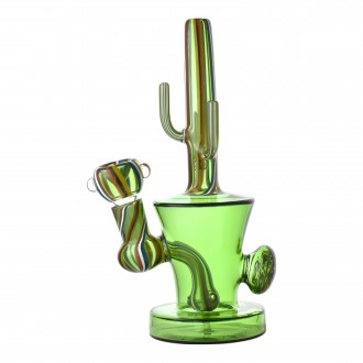 8" Wig Wag Art Cactus Water Pipe - [BK245]