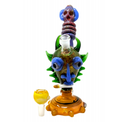 9" Spike Art Spooky Face W/ Cigar Water Pipe - [BT14]