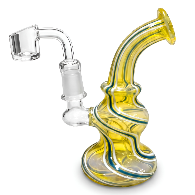 5" Gold Fumed Bent Neck Spiral Art Dab Rig