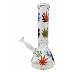 12" 5mm Leaf Decal Art Beaker Water Pipe [CCB430]