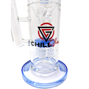 Chill Glass 19.29" Multi Perc Straight Water Pipe - Blue [JLA-72]