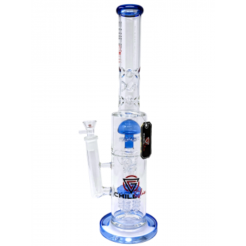Chill Glass 19.29" Multi Perc Straight Water Pipe - Blue [JLA-72]