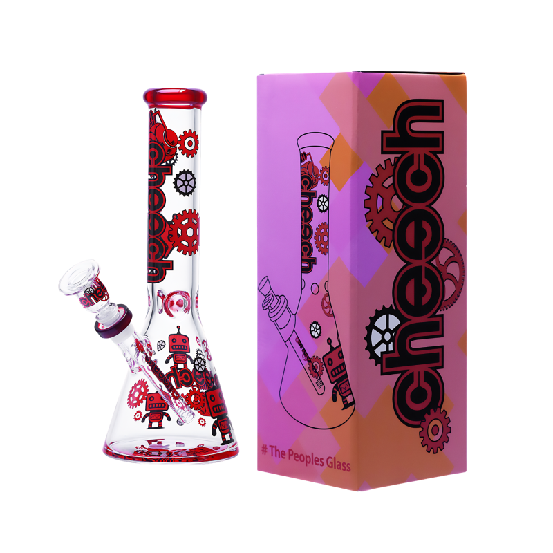 Cheech 14" Red Robotic Gears Beaker Water Pipe