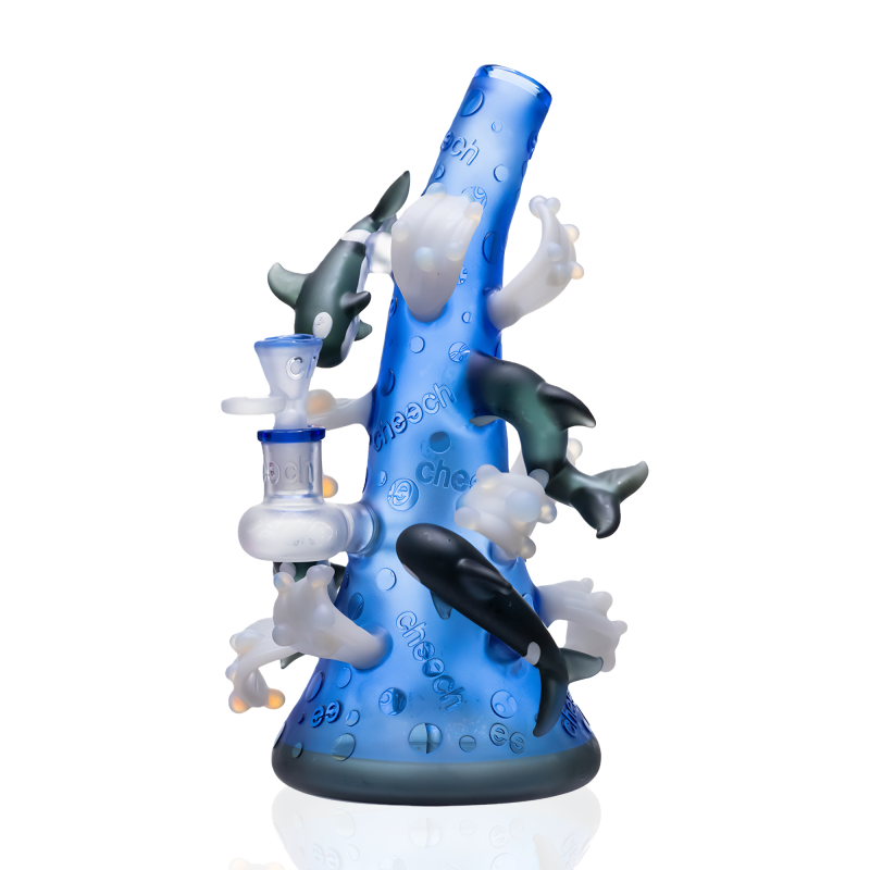 Cheech 10.5" Dolphins Swimming Around Blue Sea Dab Rig