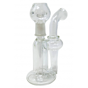 7" Bell-Bottom Built-In Perc Curved Neck Water Pipe - [CJ21]