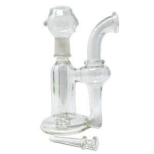 7" Bell-Bottom Built-In Perc Curved Neck Water Pipe - [CJ21]