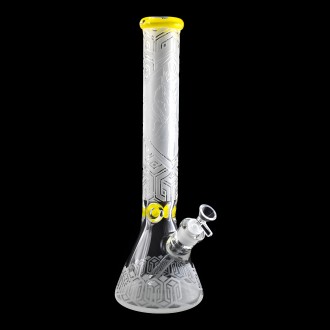 15.5" Skull Engraved Frosted Beaker Water Pipe - [CLD01]