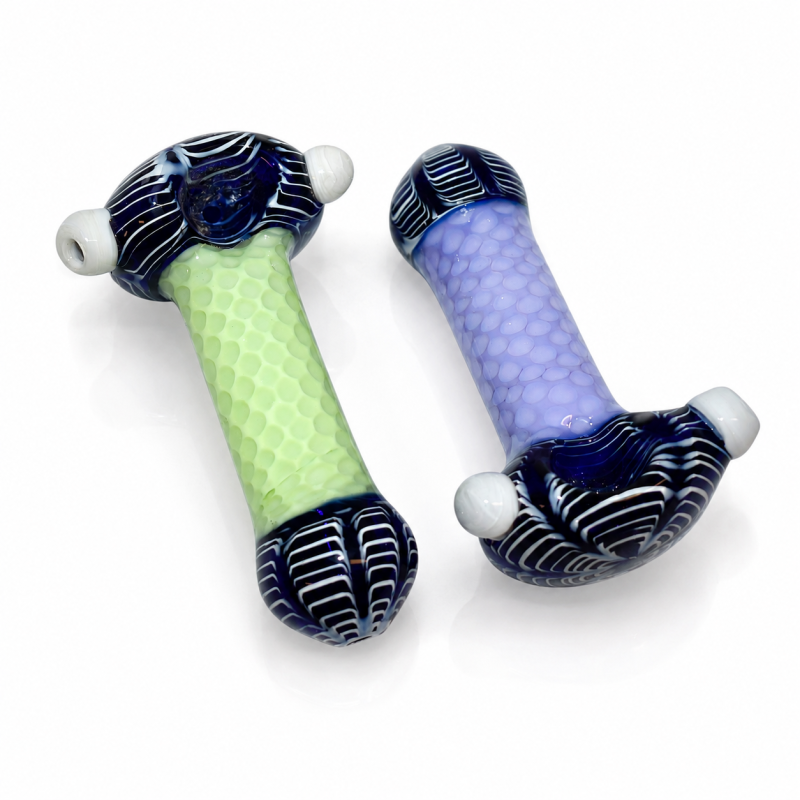 4" Honeycomb Wrap-and-Rake Premium Glass Hand Pipe – 2ct Pack