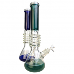 15" 5 Ring Ribbed Beaker Waterpipe 14F [CZS1026]