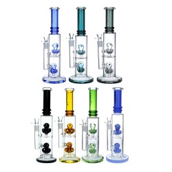 Chill Glass - 14" Octo-Duo Perc Cylindrical Water Pipe - [JLA-61]