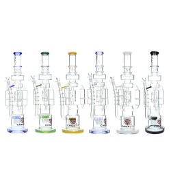 Chill Glass - 22" Triple Chamber Honeycomb Perc Recycler Water Pipe - [JLA-71]