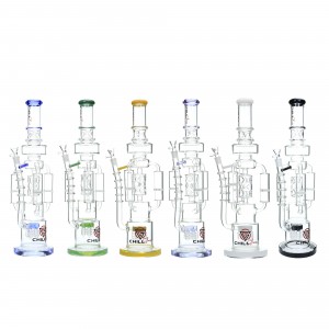 Chill Glass - 22" Triple Chamber Honeycomb Perc Recycler Water Pipe - [JLA-71]