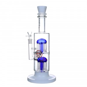 Chill Glass - 14" Double Dazzle Tree Perc Water Pipe - [JLB-209]