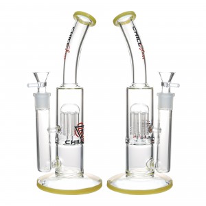 11.8" Chill Glass Bent Neck Tree Perc Water Pipe (Yellow) - [JLC107]