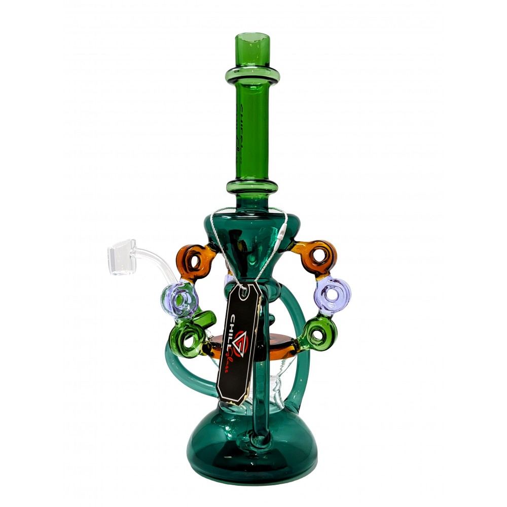 Chill Glass - 11" Triple Annulus Showerhead Perc Recycler Water Pipe - [JLD-157]