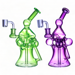 Chill Glass - 9" Colored Glass Diamond Dance, Four Balls Chance Prism Of Puffs Water Pipe - [JLD-206]