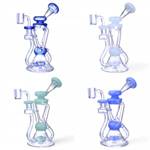 Chill Glass - 8" Delicacy Art In Each Swirl Recycler Water Pipe - [JLE-342]