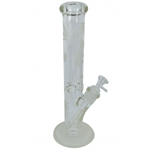 Clover Glass - 13.75" 7mm Glow In The Dark Frosted Leaves Work Cylinder Water Pipe [WPB-177]