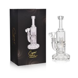 Crystal Series by HPG - 10" Double UFO Perc Water Pipe Rig - [ES2236-BX]