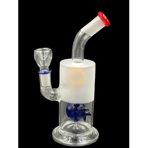 7.5" Half Sand Blasted Spike Ball Perc Water Pipe Rig - [D1396]