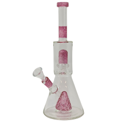 Pink Honeycomb Multi Perc Beaker Water Pipe - [D1513]