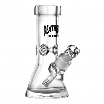 Death Row Records - 8" 7mm Mini Beaker Water Pipe - Clear - with 14M Bowl