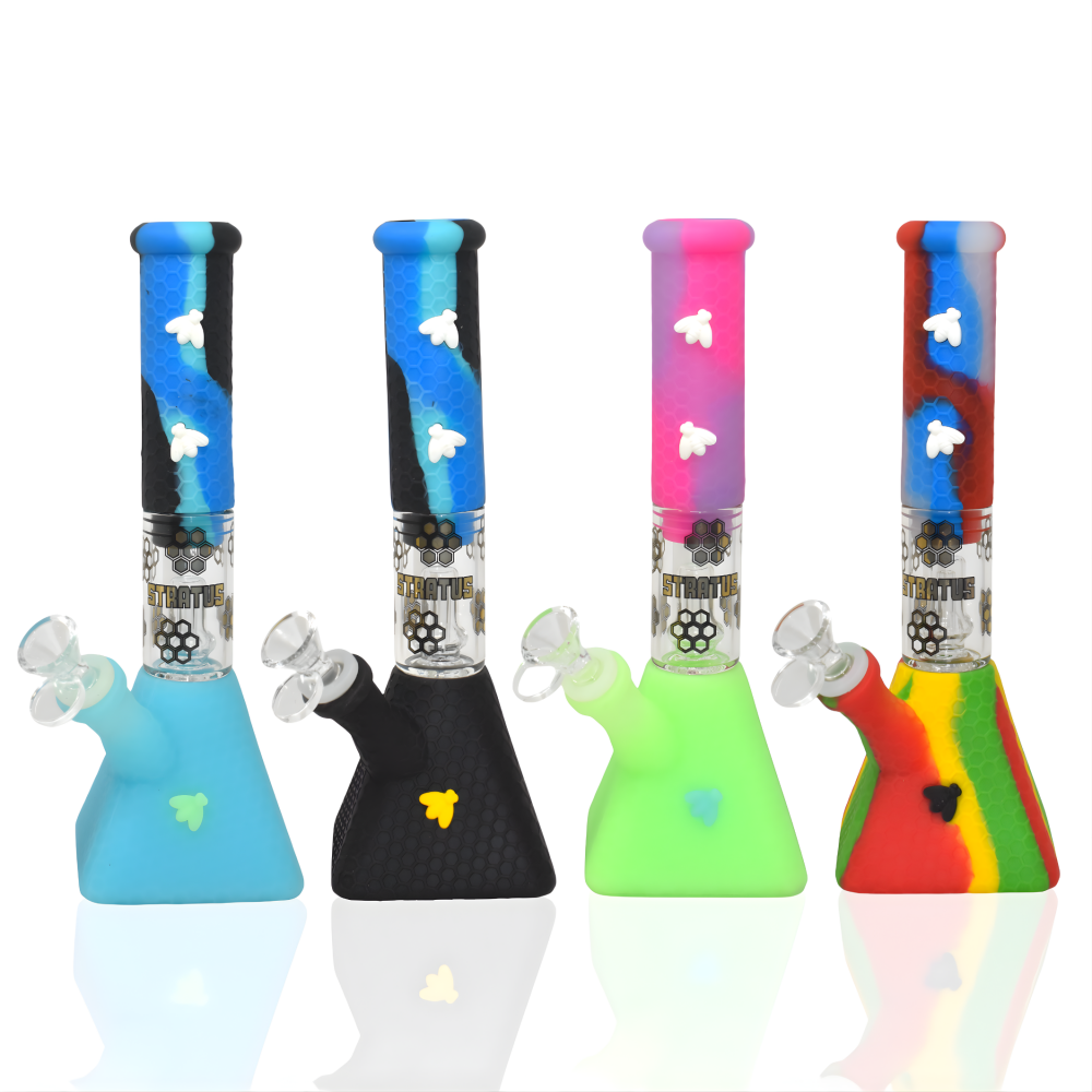 Durable Silicone Water Pipe with Bee Pyramid Design