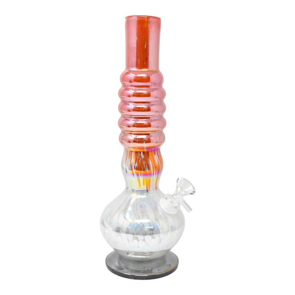12-inch Button Spiral Neck Water Pipe with Base – GOG Soft Glass Bong