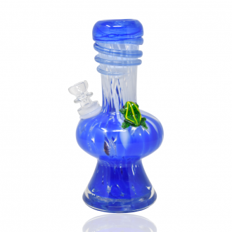 8" Bulb Base Water Pipe- Glass On Glass