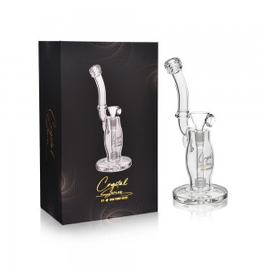 Crystal Series by HPG - 13" Curvy Neck & Body Low Profile Down Stem Matrix Perc Water Pipe - [ES2240-BX]