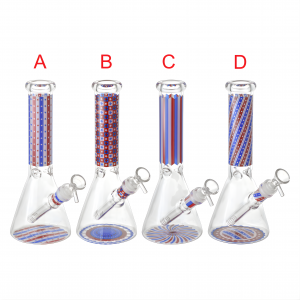 10 Inch USA Flag Edition Beaker Water Pipe Patriotic Glass ES23172