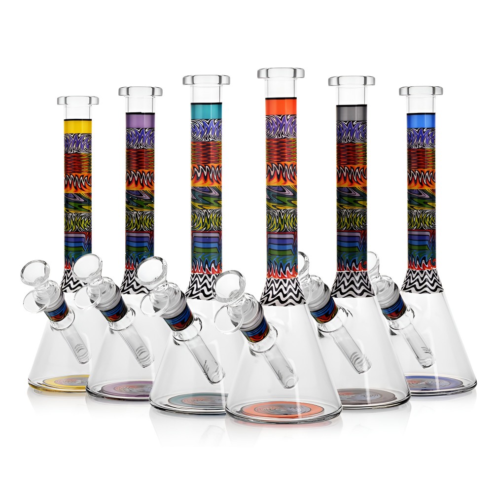 10" Wig Wag Hypnotic Wave Art Beaker Water Pipe 10" Wig Wag Hypnotic Wave Art Beaker Water Pipe