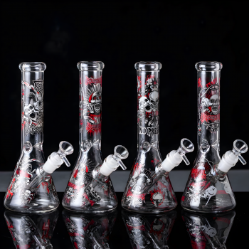 10" Skull & Gothic-Theme Beaker Water Pipe - Glow in the Dark [ES25108]