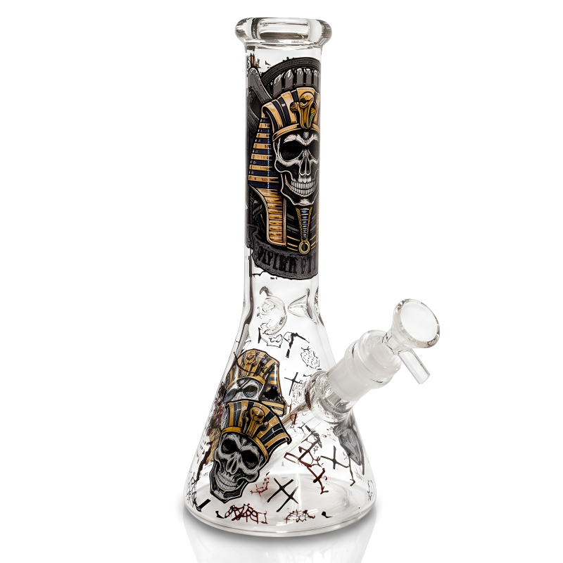 10" Skull & Gothic Theme Beaker Water Pipe - Glow In The Dark
