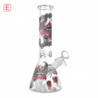 10" Skull & Gothic-Theme Beaker Water Pipe - Glow in the Dark [ES25108]