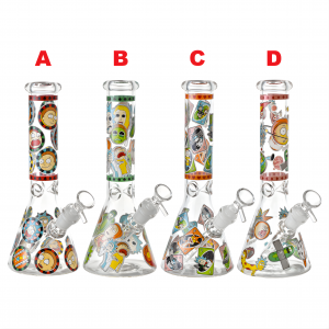 10 Inch Character Medallion Glow in the Dark Beaker Water Pipe