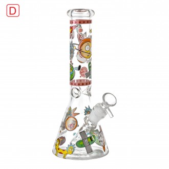 10" Character Medallion Design Beaker Water Pipe - Glow in the Dark [ES2528]