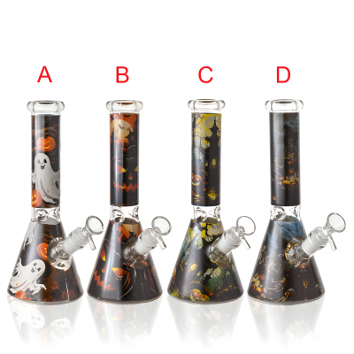 10" Fright Night Ghostly Halloween Beaker Water Pipe - Glow in the Dark [ES25282]