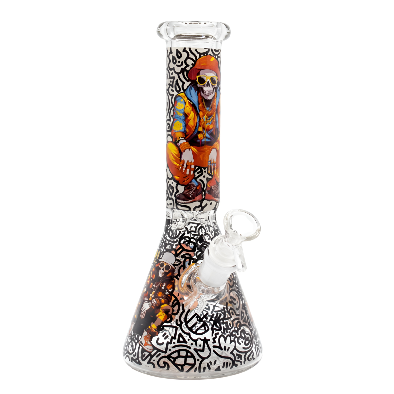 10" Street Bear Art Glow In The Dark Beaker Water Pipe