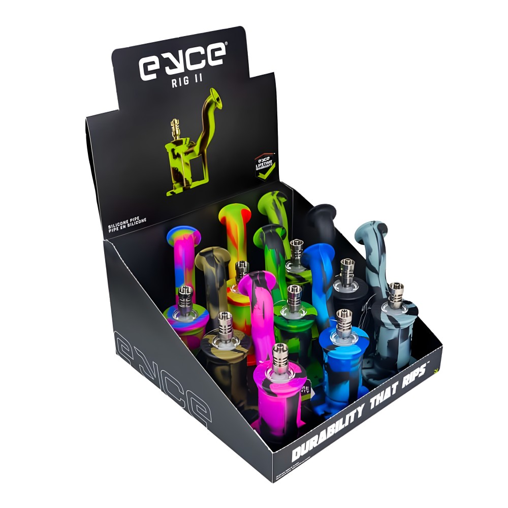 EYCE Rig 2.0 silicone dab rigs with quartz banger in assorted colors – 9ct display
