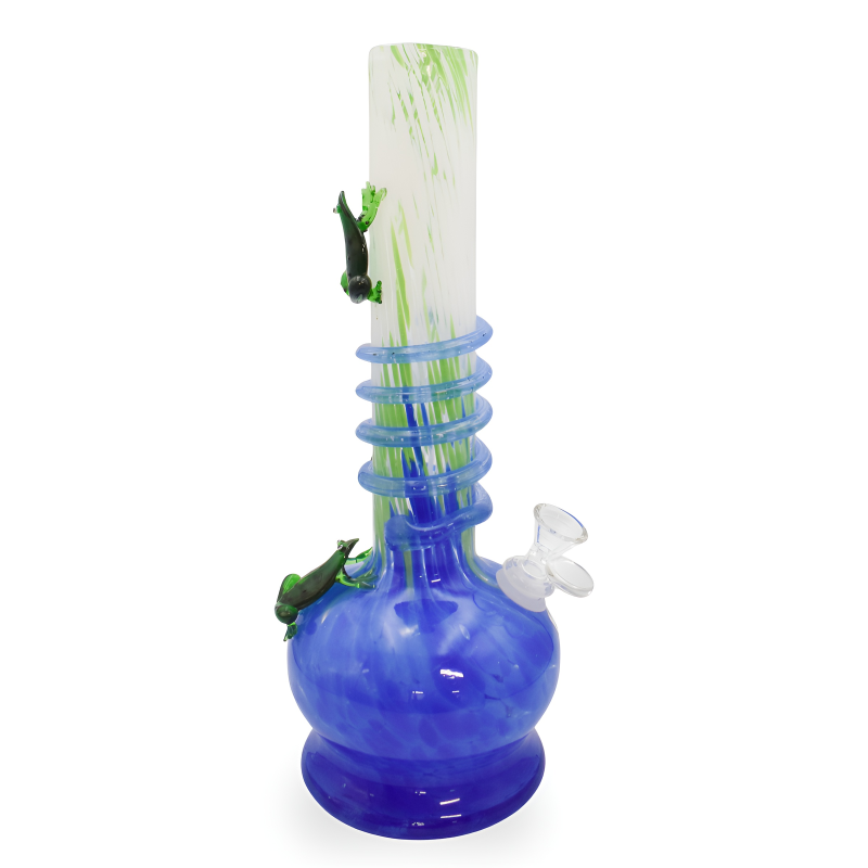 13" Medium Frog Wrap Apple Soft Glass Waterpipe - Glass on Glass [F587023G]