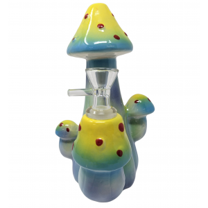 7.5" Growing Mushrooms Ceramic Water Pipe Rig - [FCP006]