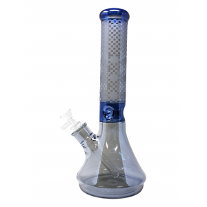 13" Electro Plated Checkered Neck Beaker Water Pipe (Blue) - [FKWAT1513]