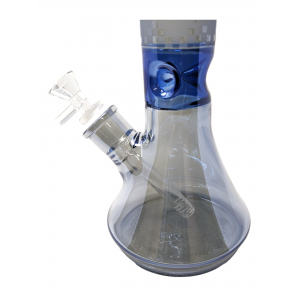 13" Electro Plated Checkered Neck Beaker Water Pipe (Blue) - [FKWAT1513]